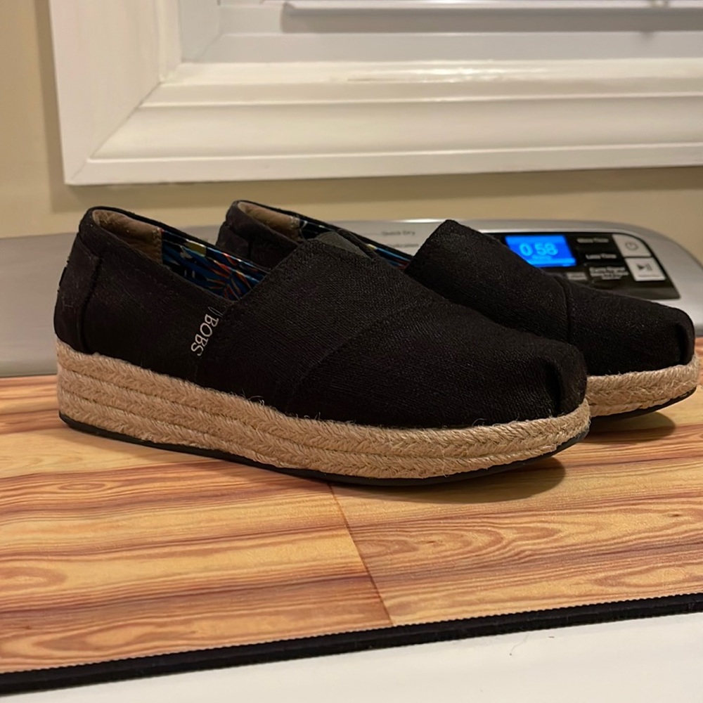 Black platform wedge espadrilles
